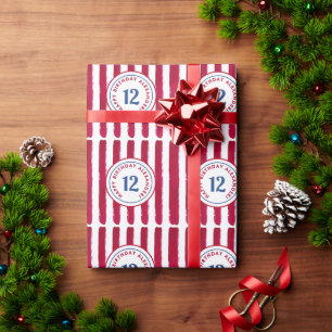Pret Rood Wit Popcorn Strepen Waterverf Patroon Cadeaupapier