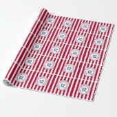 Pret Rood Wit Popcorn Strepen Waterverf Patroon Cadeaupapier (Uitgerold)