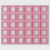 Pret Rood Wit Popcorn Strepen Waterverf Patroon Cadeaupapier (Vlak)