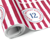 Pret Rood Wit Popcorn Strepen Waterverf Patroon Cadeaupapier (Rol Hoek)