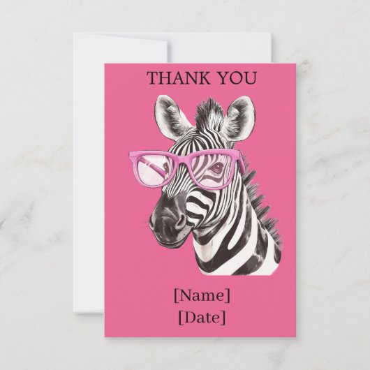 Pret Safari Dier Ontwerp - Zebra Bedankkaart (Voorkant)