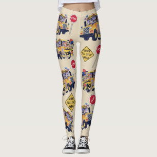 Pret schoollijnbusbestuurder feestpatroon legginge leggings