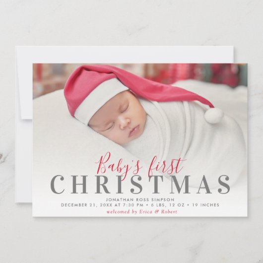 pret script 1st kerstmis baby bekendmaking aankondiging (Voorkant)