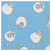 Pret Sheep op Blauwe Stof met Patroon (Close Up)