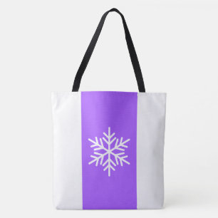Pret sneeuwvlokje helder paars wit verticale strep tote bag