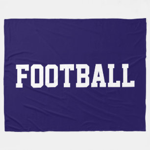 Pret sportief wit FOOTBALL tekst op marineblauw Fleece Deken