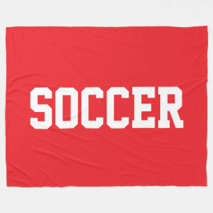 Pret Sportief Wit Voetbal Tekst Op Helder Rood Fleece Deken