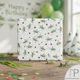 Pret-sprinkhanen Bug Bonanza Mooie Groene & Rode K Cadeaupapier