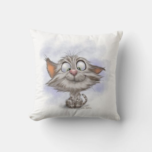 Pret tabby poesje cartoon kussen (Voorkant)