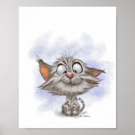 Pret tabby poesje cartoon poster (Voorkant)
