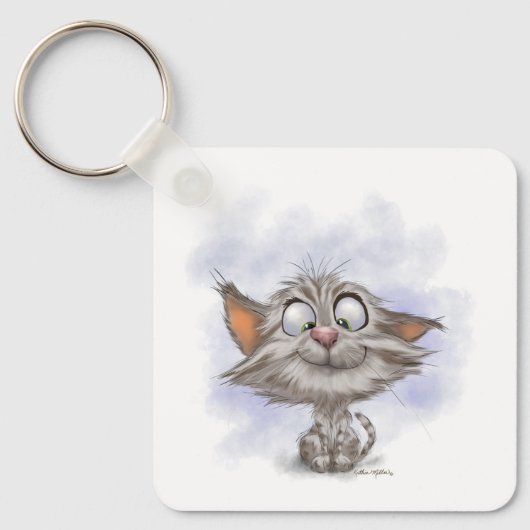 Pret tabby poesje cartoon sleutelhanger (Voorkant)