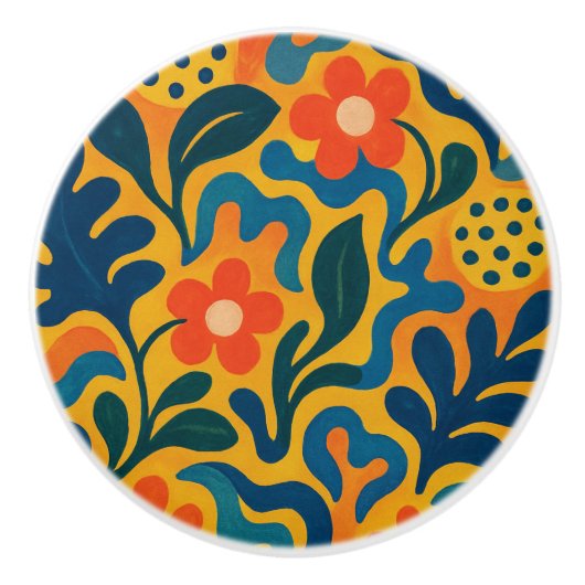 Pret tuin retro collagepatroon motief keramische knop (Voorkant)