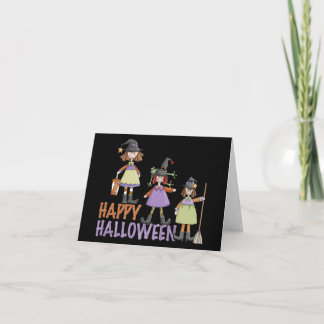 Pret van Halloween van drie de Kleine Heksen Kaart