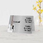 Pret, verjaardagsgroet voor een vriend, witte kaart (Gele Bloem)