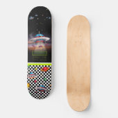 Pret Vliegende Schotel Met Planeten Persoonlijk Skateboard (Voorkant)