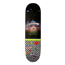 Pret Vliegende Schotel Met Planeten Persoonlijk Skateboard