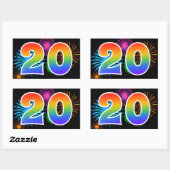 Pret vuurwerk + regenboogpatroon "20" evenement-nu rechthoekige sticker (Vel)