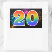 Pret vuurwerk + regenboogpatroon "20" evenement-nu rechthoekige sticker (Tas)