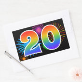 Pret vuurwerk + regenboogpatroon "20" evenement-nu rechthoekige sticker (Envelop)