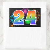 Pret vuurwerk + regenboogpatroon "24" evenement-nu rechthoekige sticker (Tas)