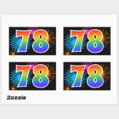 Pret vuurwerk + regenboogpatroon "78" evenementnum rechthoekige sticker (Vel)