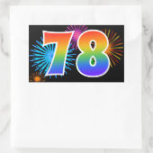 Pret vuurwerk + regenboogpatroon "78" evenementnum rechthoekige sticker (Tas)