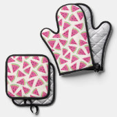 Pret watermeloen ovenwant & pannenlap set (Voorkant / Achterkant)