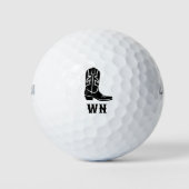 Pret western cowboylaars rustieke zwarte set golfballen (Voorkant)