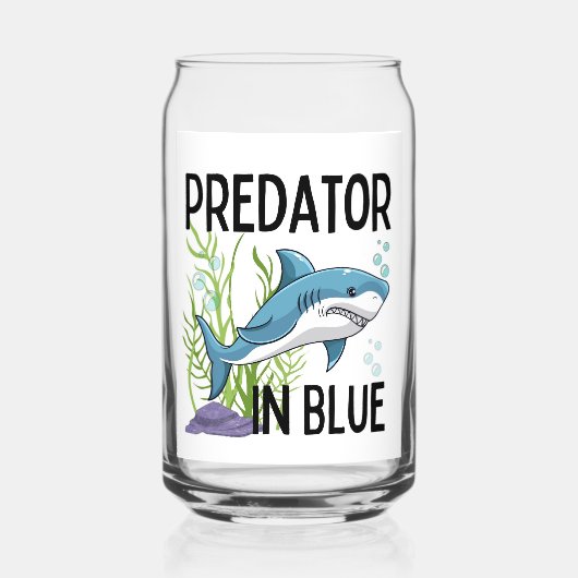 pretator in blue , shark, cartoon style blikvorm glas (Voorkant)