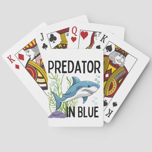pretator in het blauw, haai, cartoonstijl pokerkaarten (Achterkant)