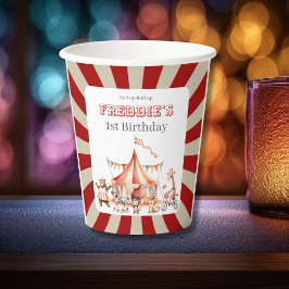 Pretbed Print Rode en Witte Circus Kinderfeestje Papieren Bekers