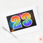 Pretbed Pyro + Regenboog Patroon "23" Evenement Nu Rechthoekige Sticker (Envelop)