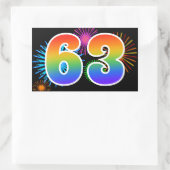 Pretbed Pyro + Regenboog Patroon "63" Evenement Nu Rechthoekige Sticker (Tas)