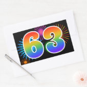 Pretbed Pyro + Regenboog Patroon "63" Evenement Nu Rechthoekige Sticker (Envelop)