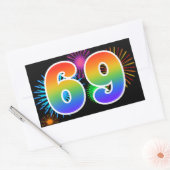 Pretbed Pyro + Regenboog Patroon "69" Evenement Nu Rechthoekige Sticker (Envelop)