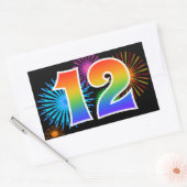 Pretbed Pyrotechniek + Regenboog Patroon "12" Even Rechthoekige Sticker (Envelop)