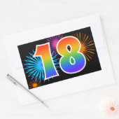 Pretbed Pyrotechniek + Regenboog Patroon "18" Even Rechthoekige Sticker (Envelop)