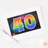 Pretbed Pyrotechniek + Regenboog Patroon "40" Even Rechthoekige Sticker (Envelop)
