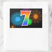 Pretbed Pyrotechniek + Regenboog Patroon "7" Evene Rechthoekige Sticker (Tas)