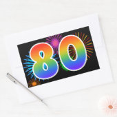 Pretbed Pyrotechniek + Regenboog Patroon "80" Even Rechthoekige Sticker (Envelop)