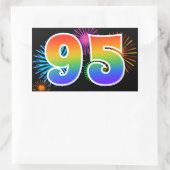 Pretbed Pyrotechniek + Regenboog Patroon "95" Even Rechthoekige Sticker (Tas)
