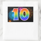 Pretbed pyrotechniek + Regenboogpatroon "10" Evene Rechthoekige Sticker (Tas)