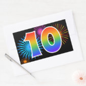 Pretbed pyrotechniek + Regenboogpatroon "10" Evene Rechthoekige Sticker (Envelop)