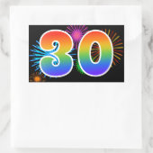 Pretbed pyrotechniek + Regenboogpatroon "30" Evene Rechthoekige Sticker (Tas)