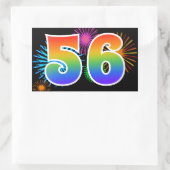 Pretbed pyrotechniek + Regenboogpatroon "56" Evene Rechthoekige Sticker (Tas)