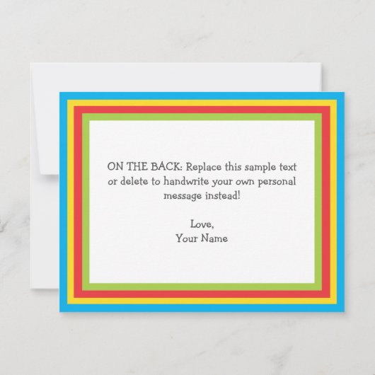 Pretbedankkaart voor kinderen met kleurrijke foto bedankkaart (Achterkant)