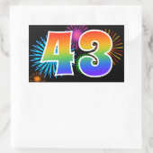 Pretbedjes + Regenboogpatroon "43" Evenementnummer Rechthoekige Sticker (Tas)