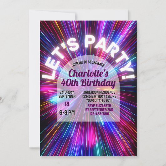 Pretbedrukkende Kleurrijke Neon Gloeiende 80s Retr Kaart (Voorkant)
