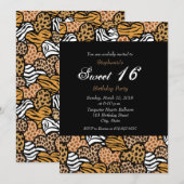 Pretbedrukking met dierpatroon harten Zoete 16 Uit Kaart (Voorkant / Achterkant)