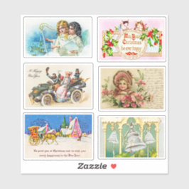 Pretbedrukte Vintage Kerstkaarten voor Scrapbookin Sticker